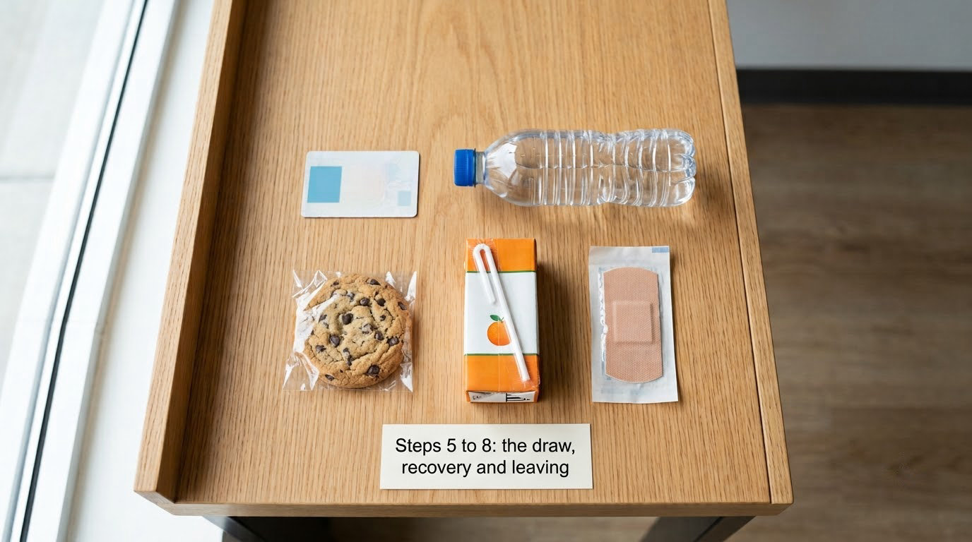 Steps 5 to 8: the draw, recovery and leaving