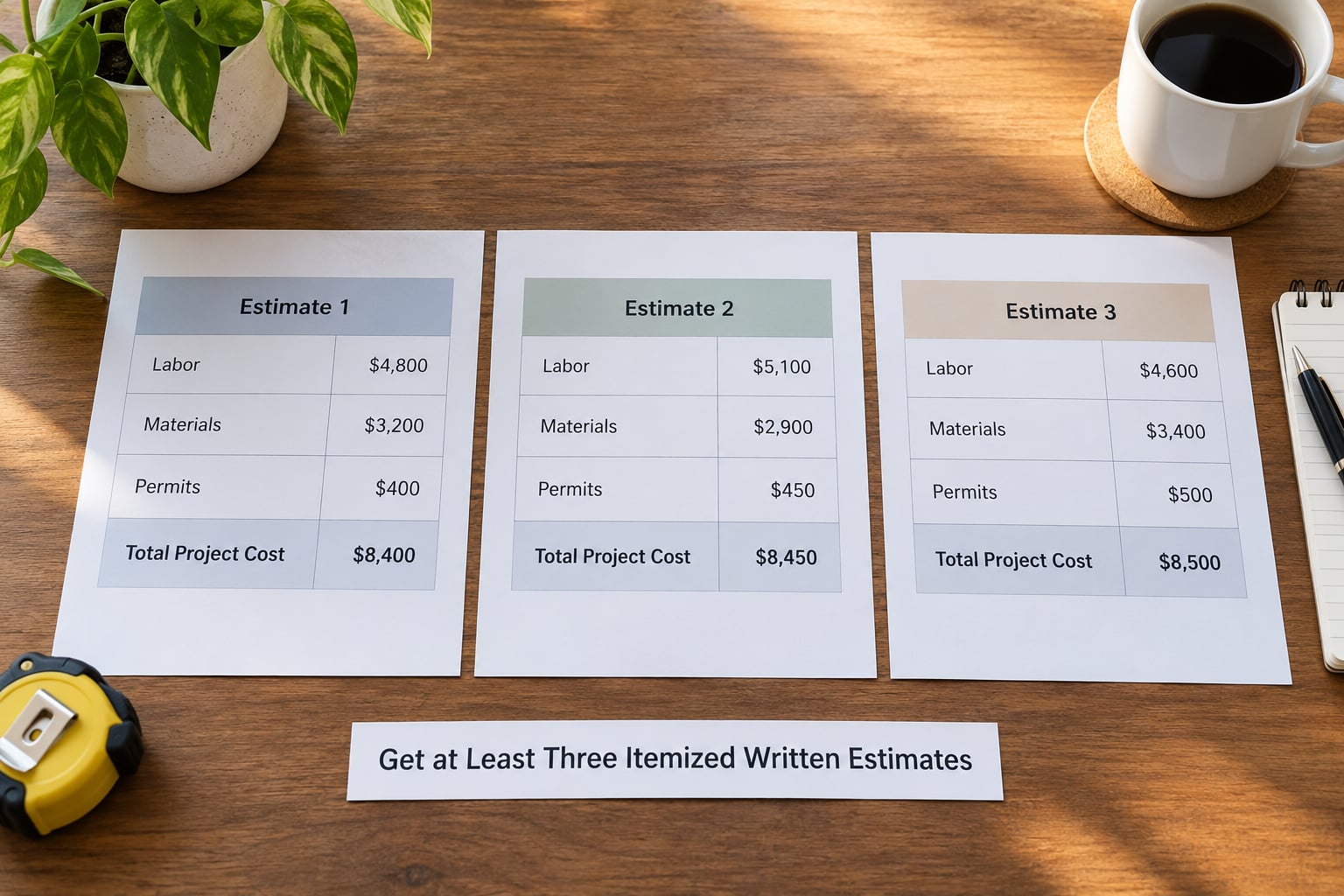 Get at Least Three Itemized Written Estimates
