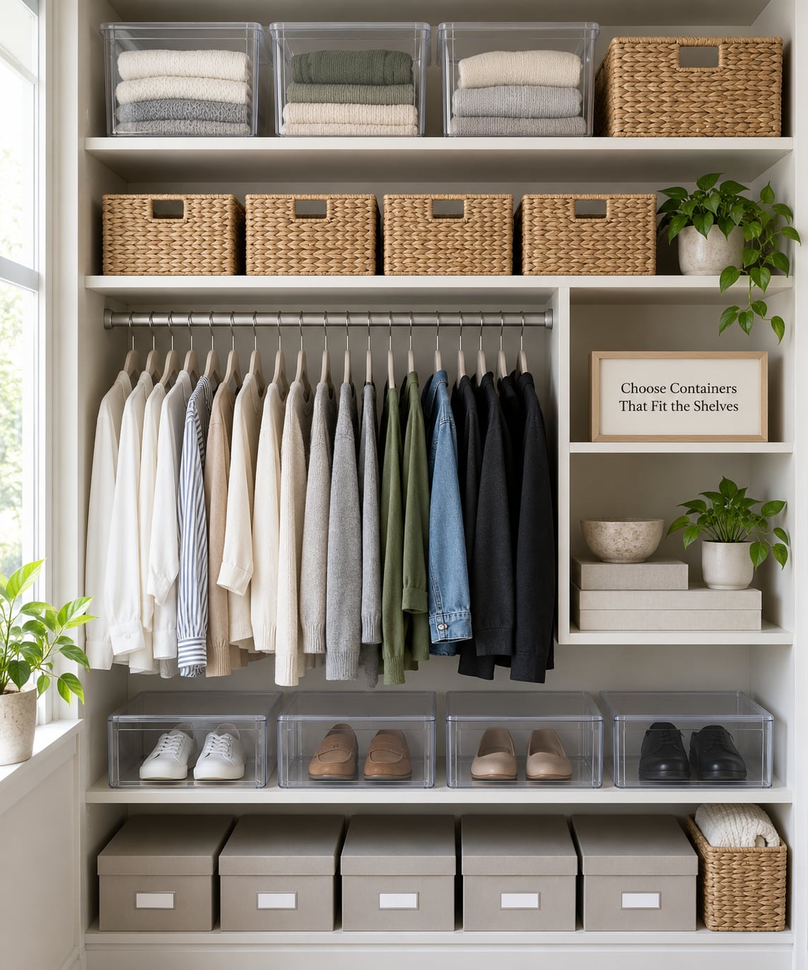 Choose Containers That Fit the Shelves