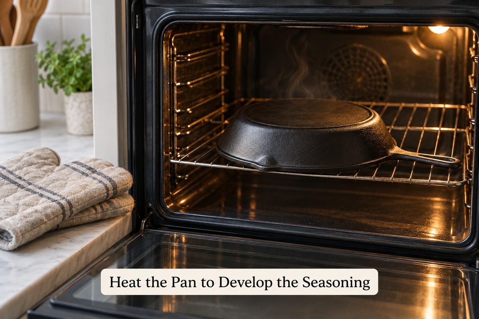 Heat the Pan to Develop the Seasoning