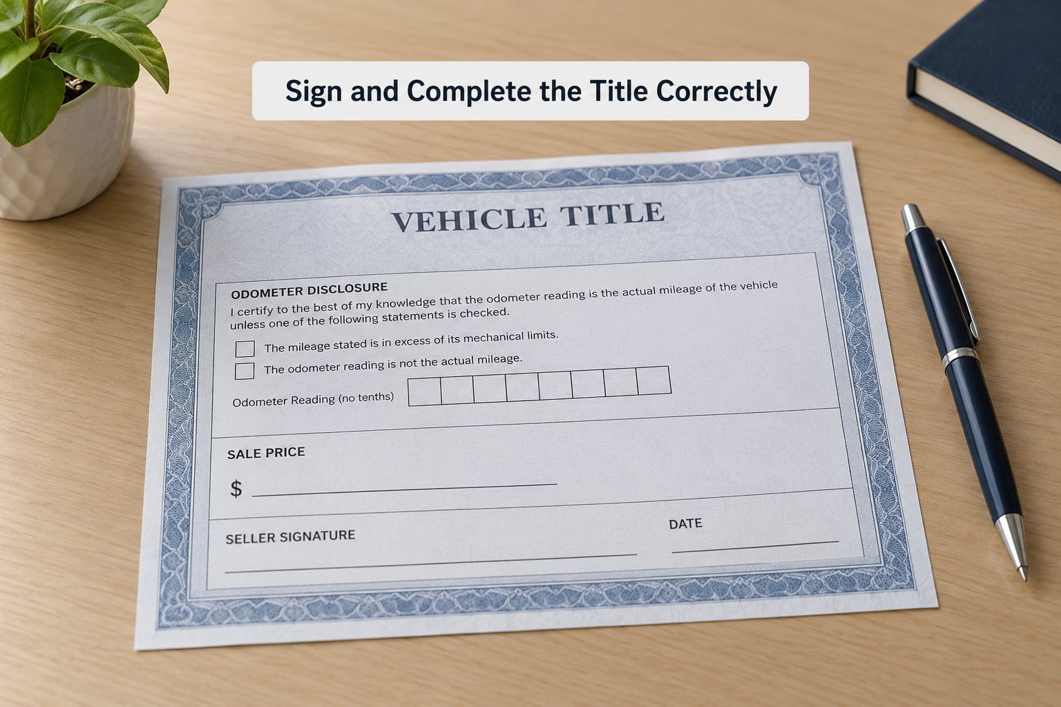 Sign and Complete the Title Correctly
