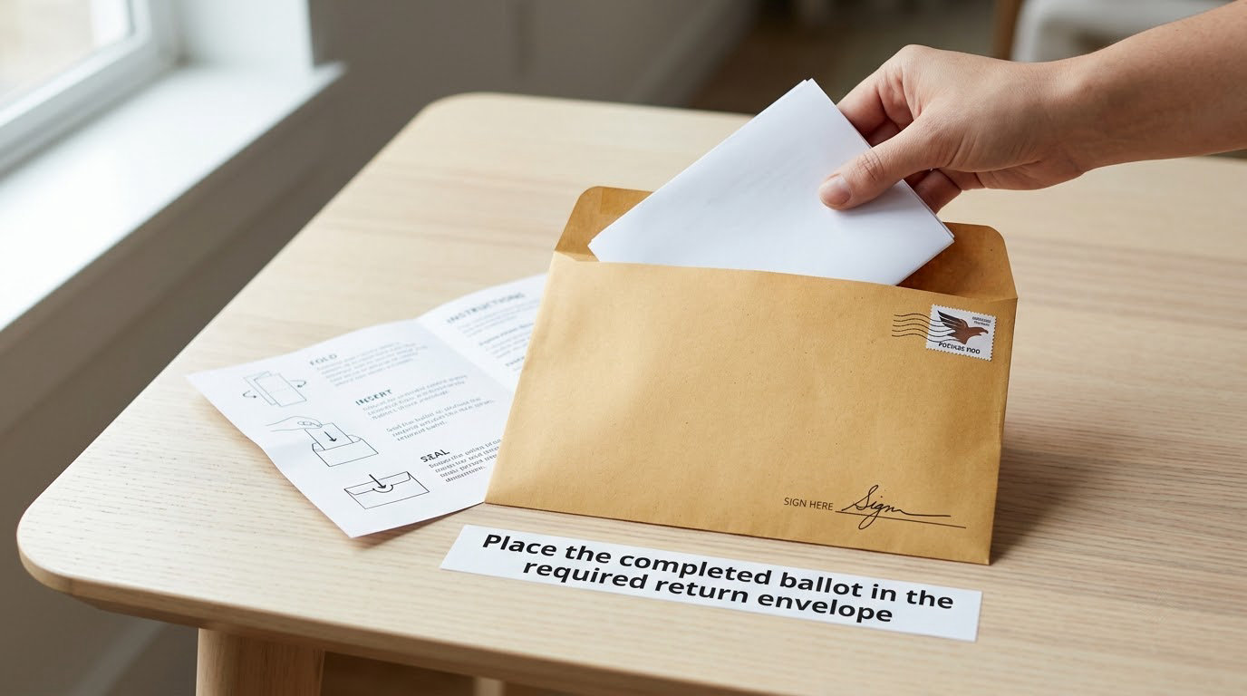 Place the completed ballot in the required return envelope